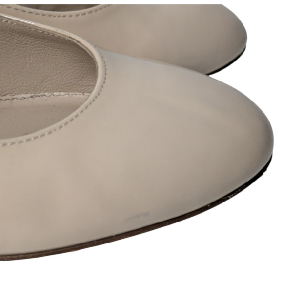 Stuart Weitzman Shape Cashew Gloss Patent Leather Halo Strap Heels Size 7 Block - Picture 13 of 15